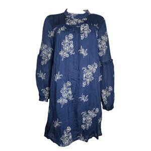 Lulus Dress Womens L Large No One Quite Like You Blue Floral Embroidered Boho